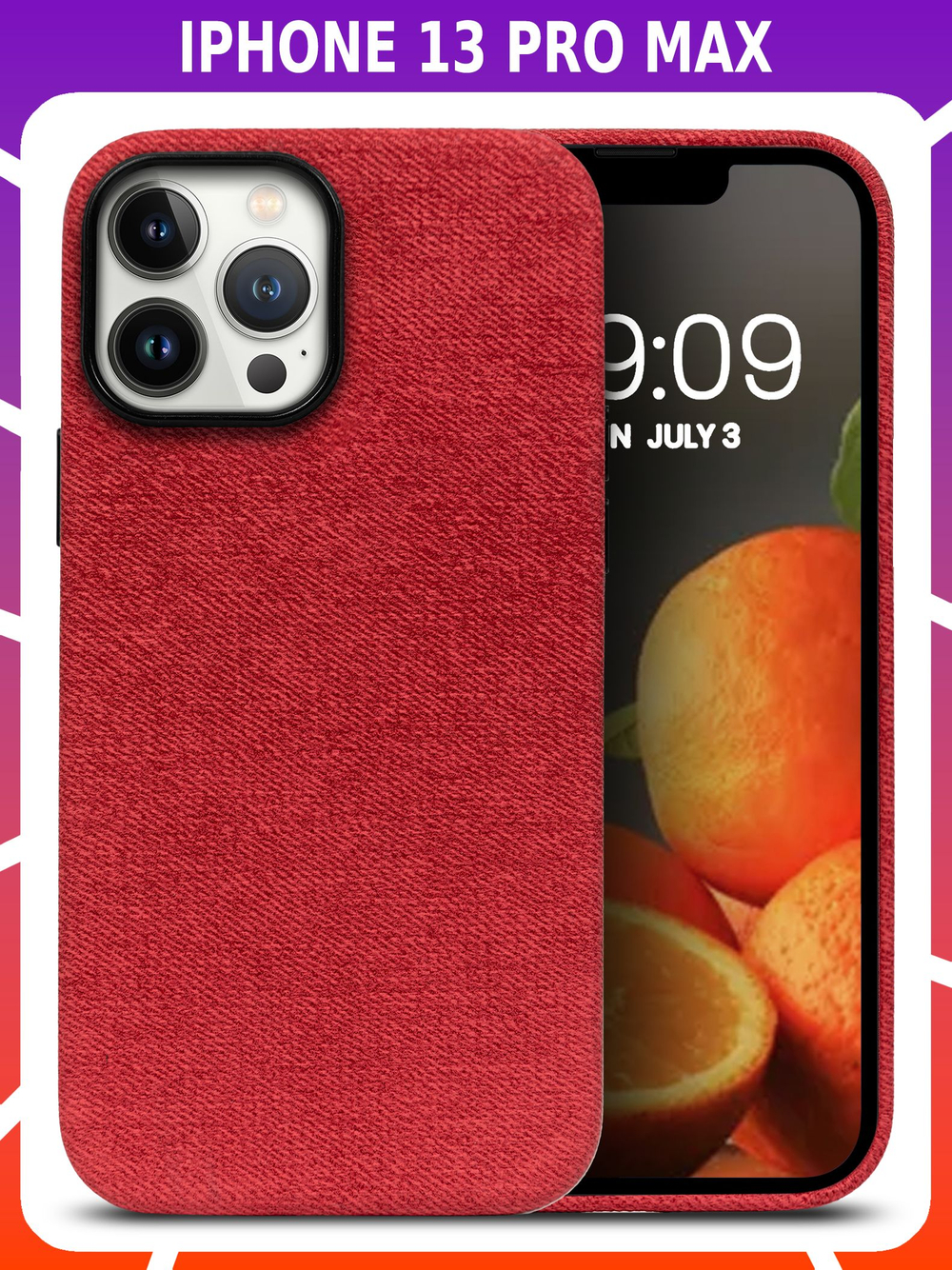 Мягкий тканевый чехол для IPHONE 13 PRO MAX / 12 PRO MAX с бархатной подкладкой и усиленной защитой камеры