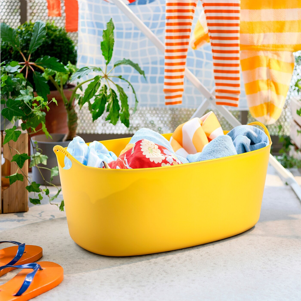 IKEA TORKIS (ИКЕА ТОРКИС) - Корзина для белья Flexi внутри/снаружи, желтая, 35 л