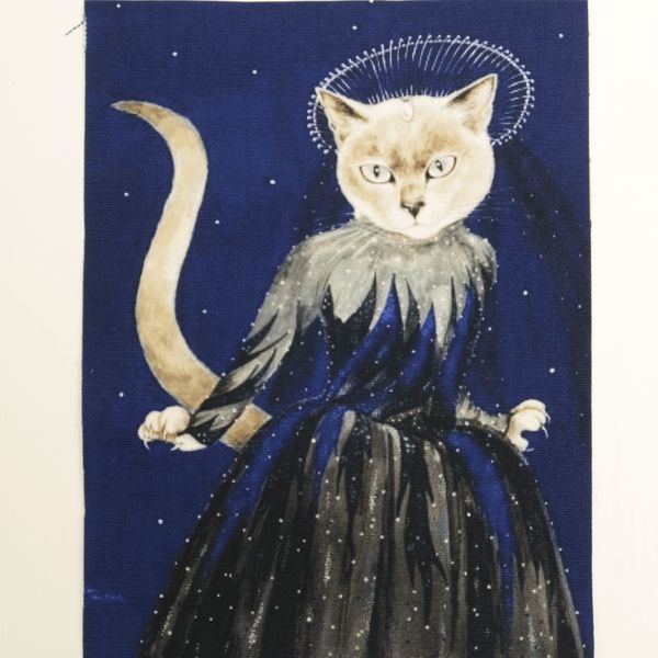 КОШКА ФЕЯ НОЧИ, панно, холст 20 / 15 см 1