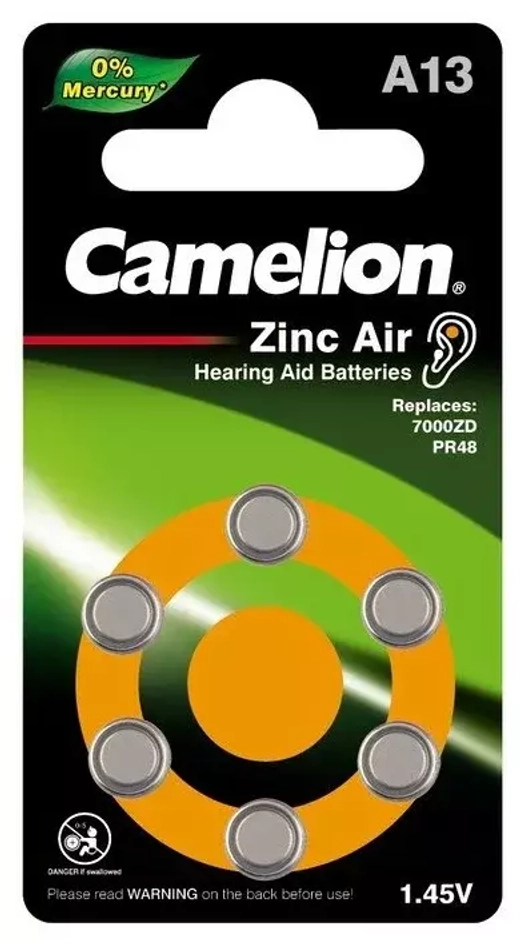 Батарейка для слуховых аппаратов ZA-13 Camelion