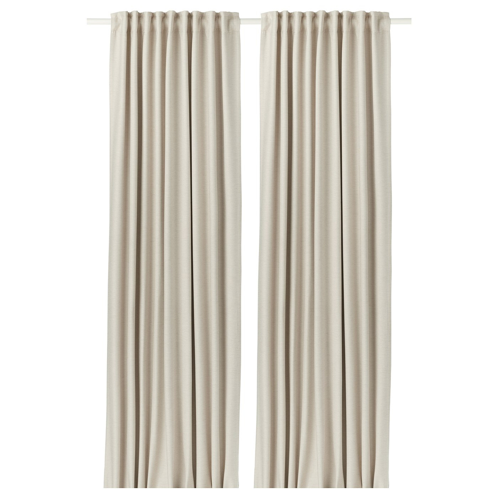 IKEA VILBORG  (ИКЕА ВИЛБОРГ)  -  Шторы затемняющие, 1 пара - бежевые/на ленте 145x300 см