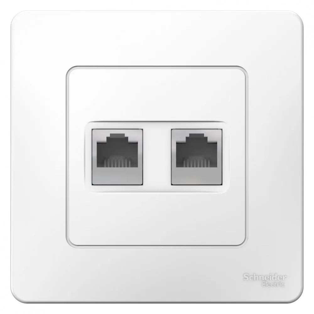 BLANCA С/У РОЗЕТКА двойная: комп.RJ45, кат.5E + телефон. RJ11, БЕЛЫЙ