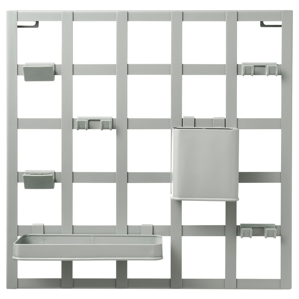 IKEA SNICKRA  (ИКЕА СНИКРА)  -  Панель для хранения из 8 предметов - серо-зелёная 38х38 см