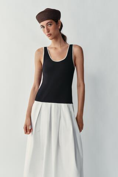 ПЛАТЬЕ МИДИ ИЗ КОМБИНИРОВАННОГО ПОПЛИНА — ZARA