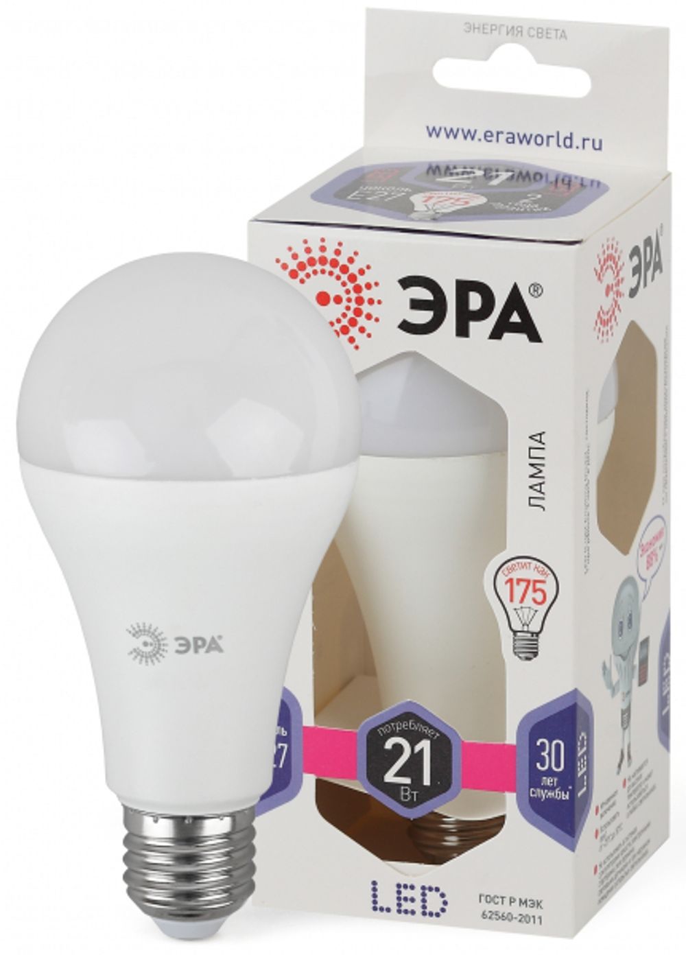 Светодиодная лампа ЭРА LED A65-21Вт-860-E27, 833715