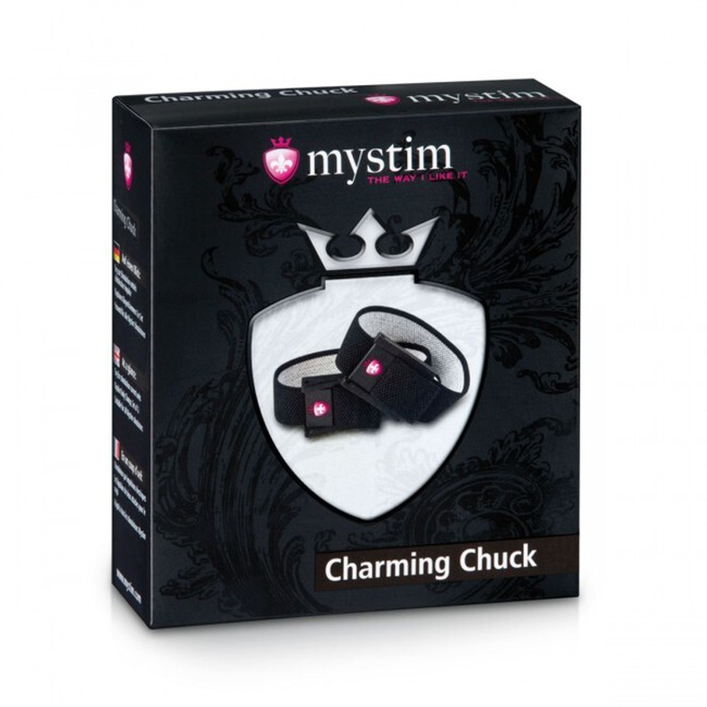 Манжеты на пенис и мошонку Charming Chuck с электростимуляцией (Цвет: черный)