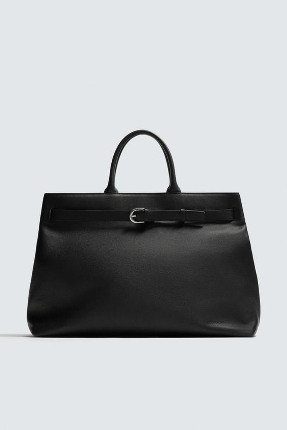 ZARA КОЖАНАЯ СУМКА С РЕМНЕМ, ЧЕРНЫЙ