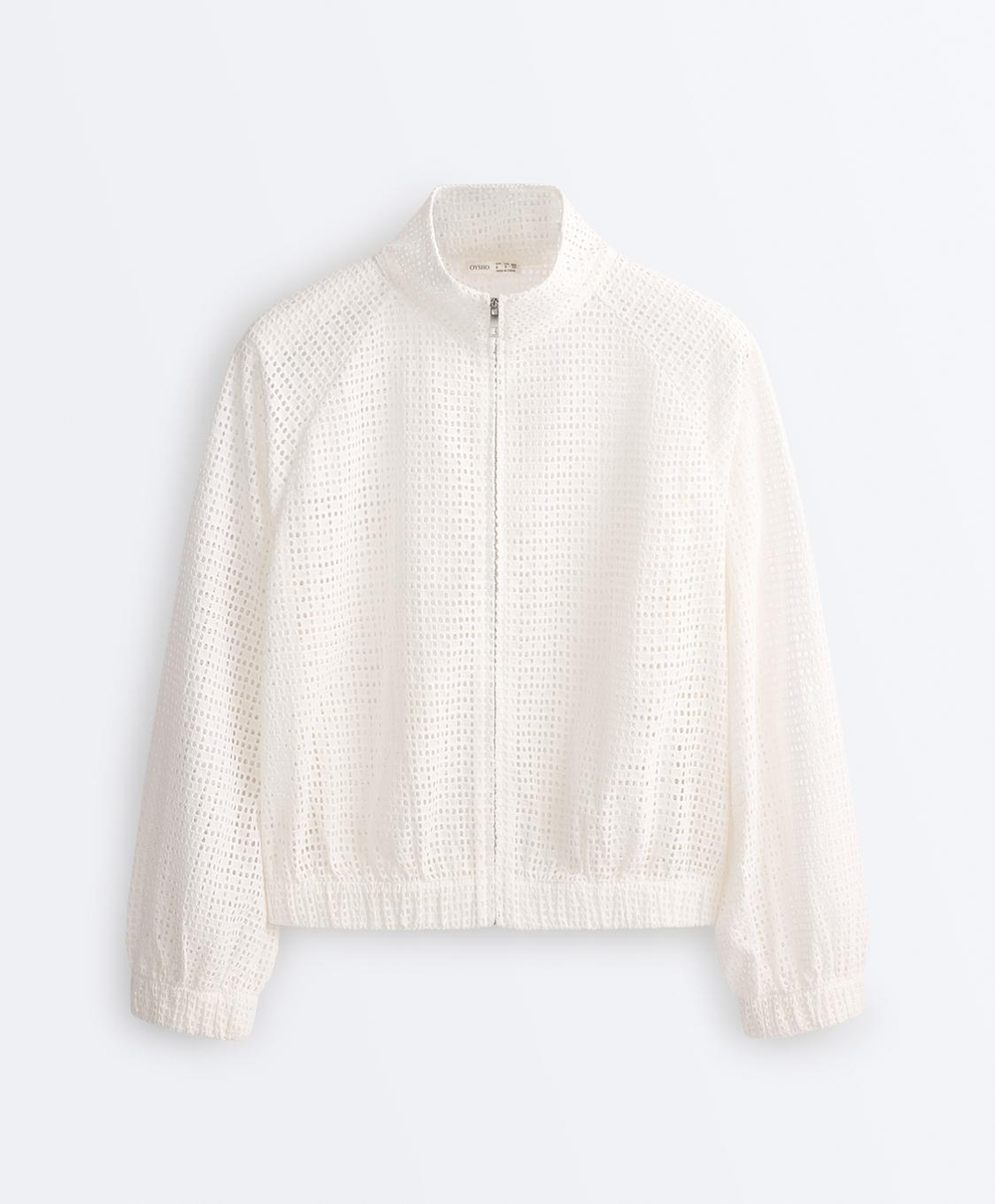 Oysho Ажурная куртка из 100% хлопка, белый