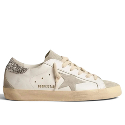 Women’s Super-Star with gray star and silver glitter heel tab