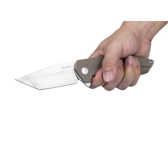 Складной нож Ruike P138-W желтый c клинком из стали Sandvik™ 14C28N, рукоять G10