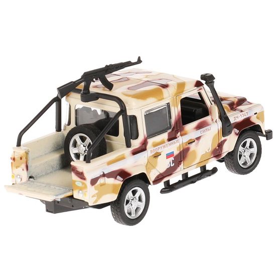 Машина металл LAND ROVER DEFENDER PICKUP КАМУФЛЯЖ 12 см, двери, багажн, кор. Технопарк