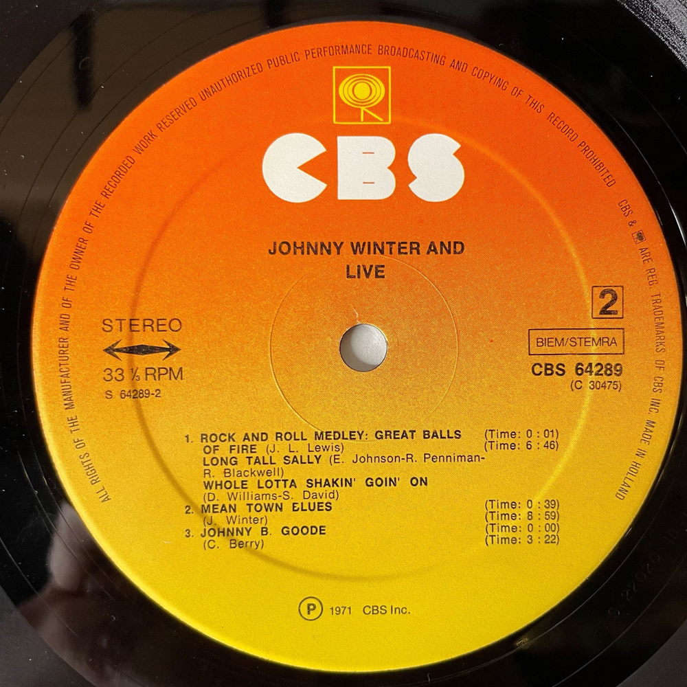 Винтажная виниловая пластинка LP Johnny Winter And Live (Нидерланды 1976)