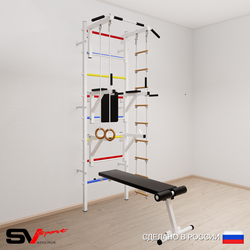 Шведская стенка Sv Sport усиленная 698 (Турник стандарт/Брусья/Стойка/Скамья/Кольца/Лестница)
