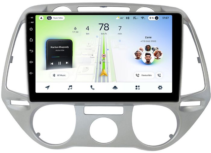 Магнитола для Hyundai i20 2009-2012 (кондиционер) - Teyes CC4L-DTS монитор 9" IPS, Android 14, Быстрая, Snapdragon 662, CarPlay, 4G SIM-слот