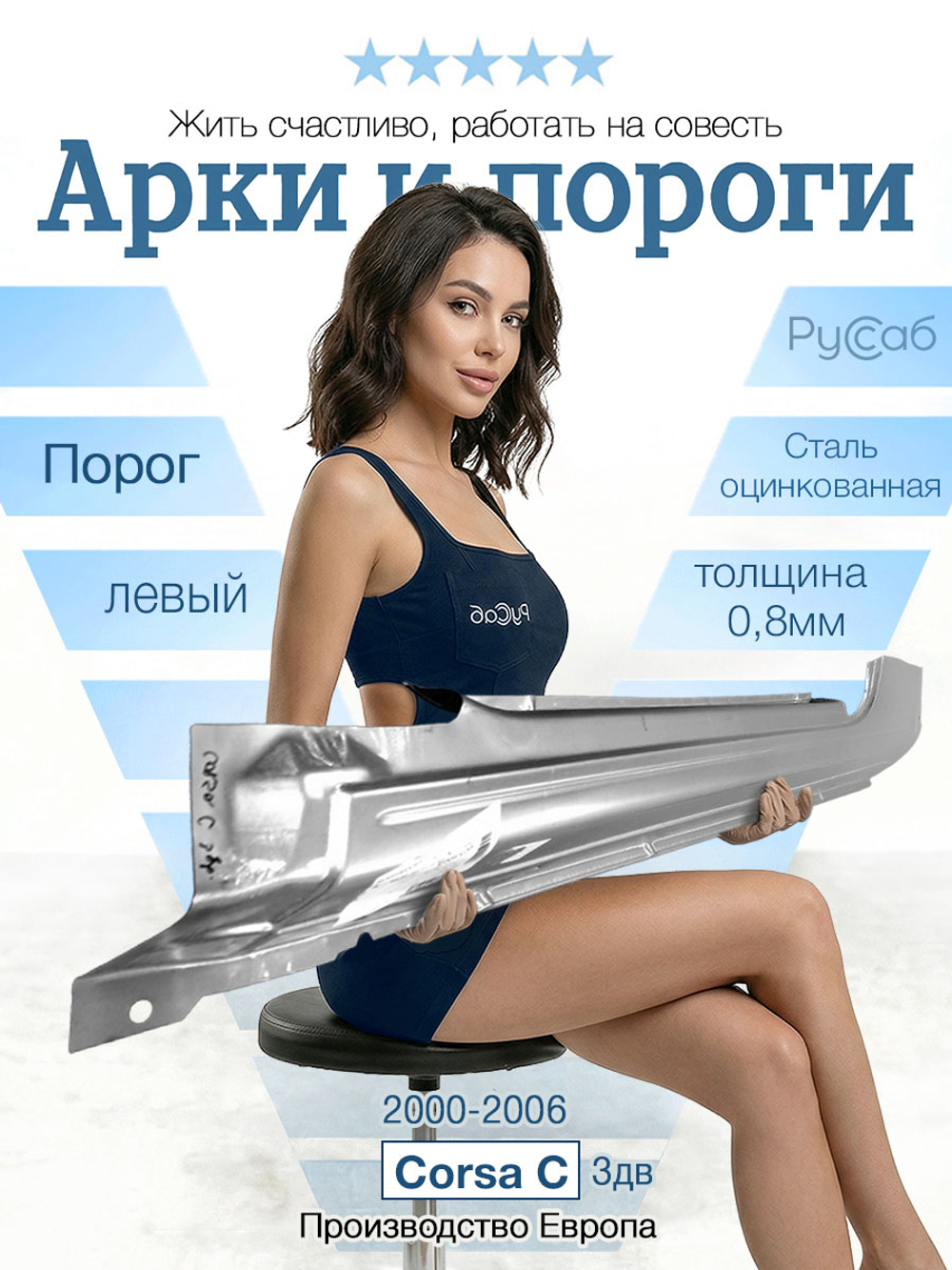 Порог левый Opel Corsa C 2000-2006 3дв (Klokkerholm) хэтчбек