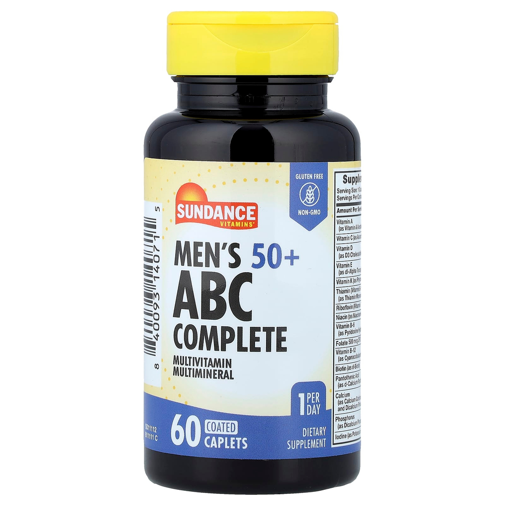 Sundance Vitamins, Для мужчин старше 50 лет, комплекс мультивитаминов и мультиминералов ABC, 60 капсул в оболочке