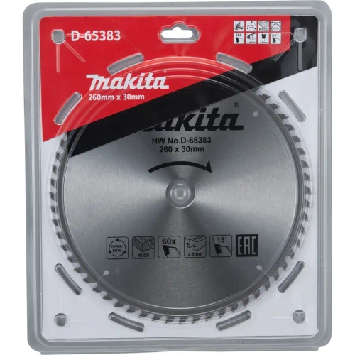 Пильный диск для дерева 260x30x2.6/1.8x60T Makita D-65383