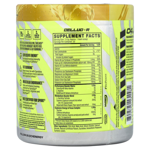 C4 / Cellucor, C4® Sport Ripped, предтренировочный комплекс, Popscle®, гавайский ананас, 270 г (9,5 унции)