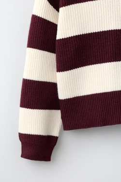 ZARA СВИТЕР В ПОЛОСКУ, БУРГУНДИ