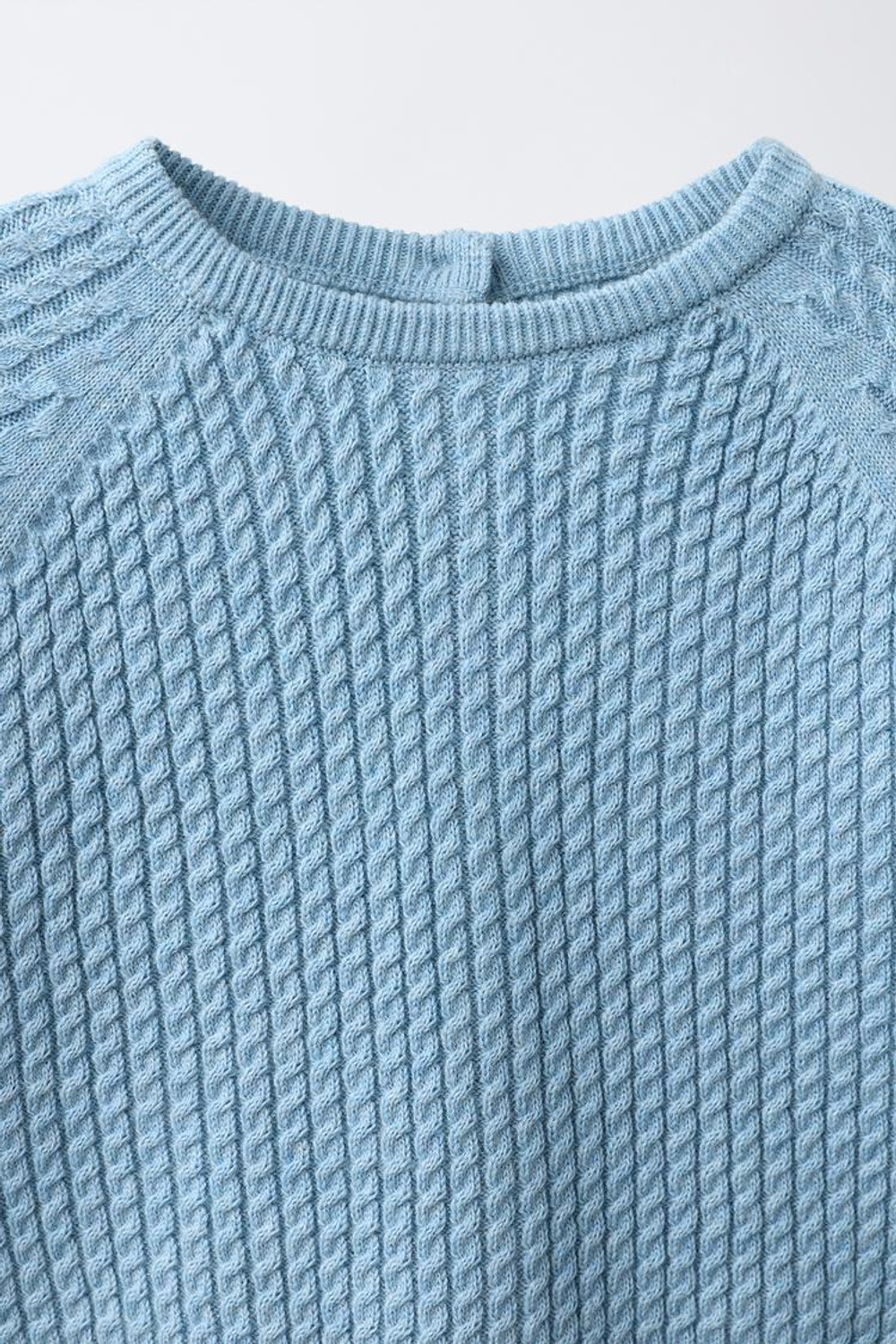 ZARA ДЖЕМПЕР ИЗ РЕЛЬЕФНОГО ТРИКОТАЖА, ГОЛУБОЙ