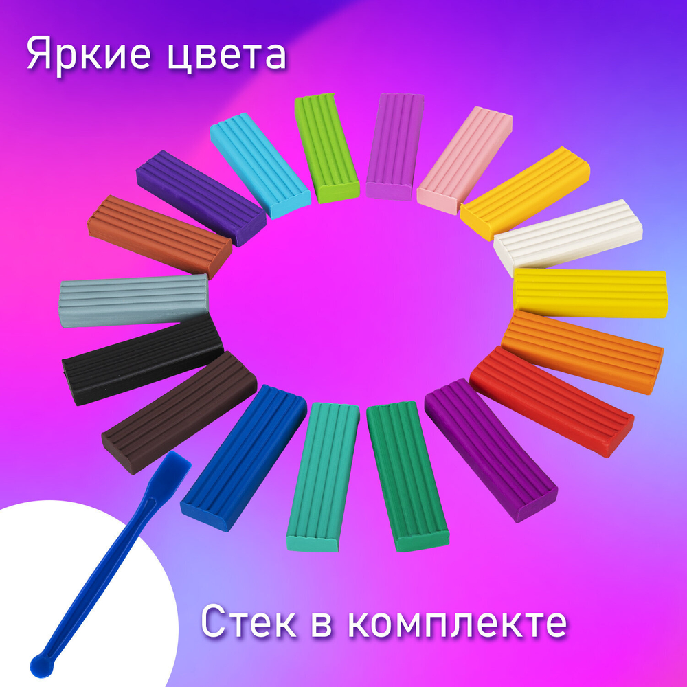 Пластилин классический BRAUBERG KIDS, 18 цветов, 360 г, со стеком, 106510
