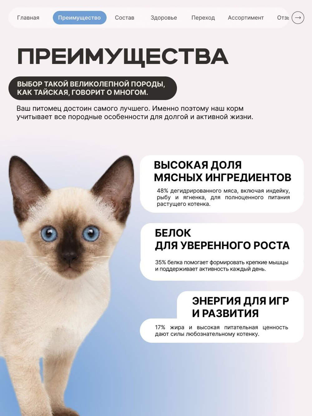 Корм сухой для котят породы Тайская, с лососем, 2 кг, QUATTRO