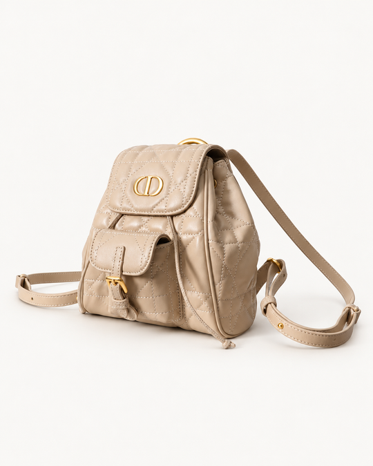 Женский рюкзак Dior Caro — бежевый, 19,5 см