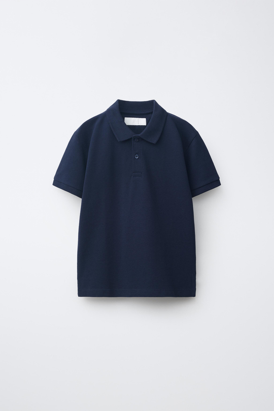 ZARA БАЗОВОЕ ПОЛО ИЗ ПИКЕ, СИНИЙ