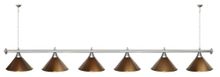 Лампа STARTBILLIARDS 6 пл. (плафоны антик медь,штанга зеленая,фурнитура золото)