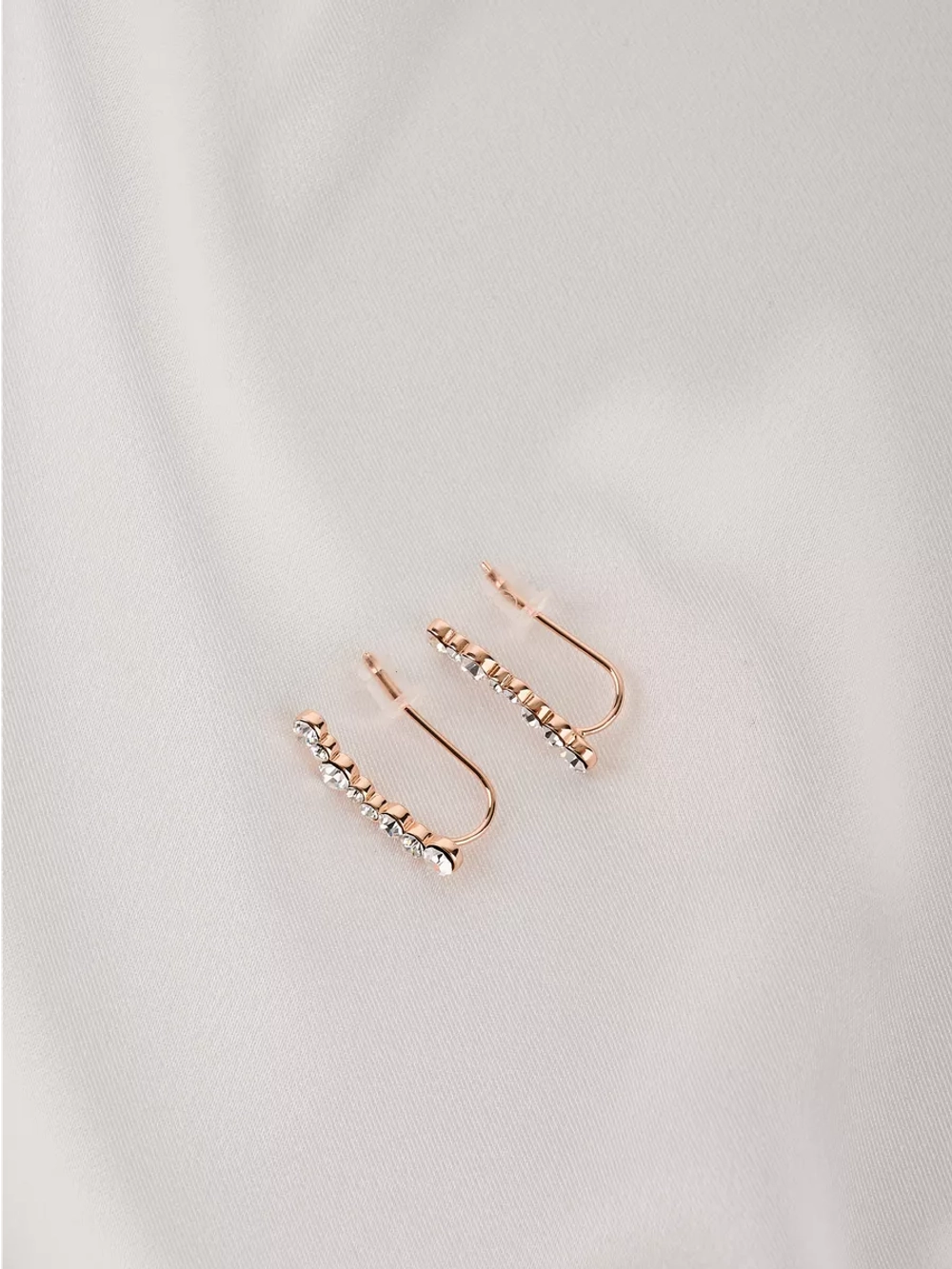 Серьги-клаймберы Млечный путь с белыми кристаллами Swarovski