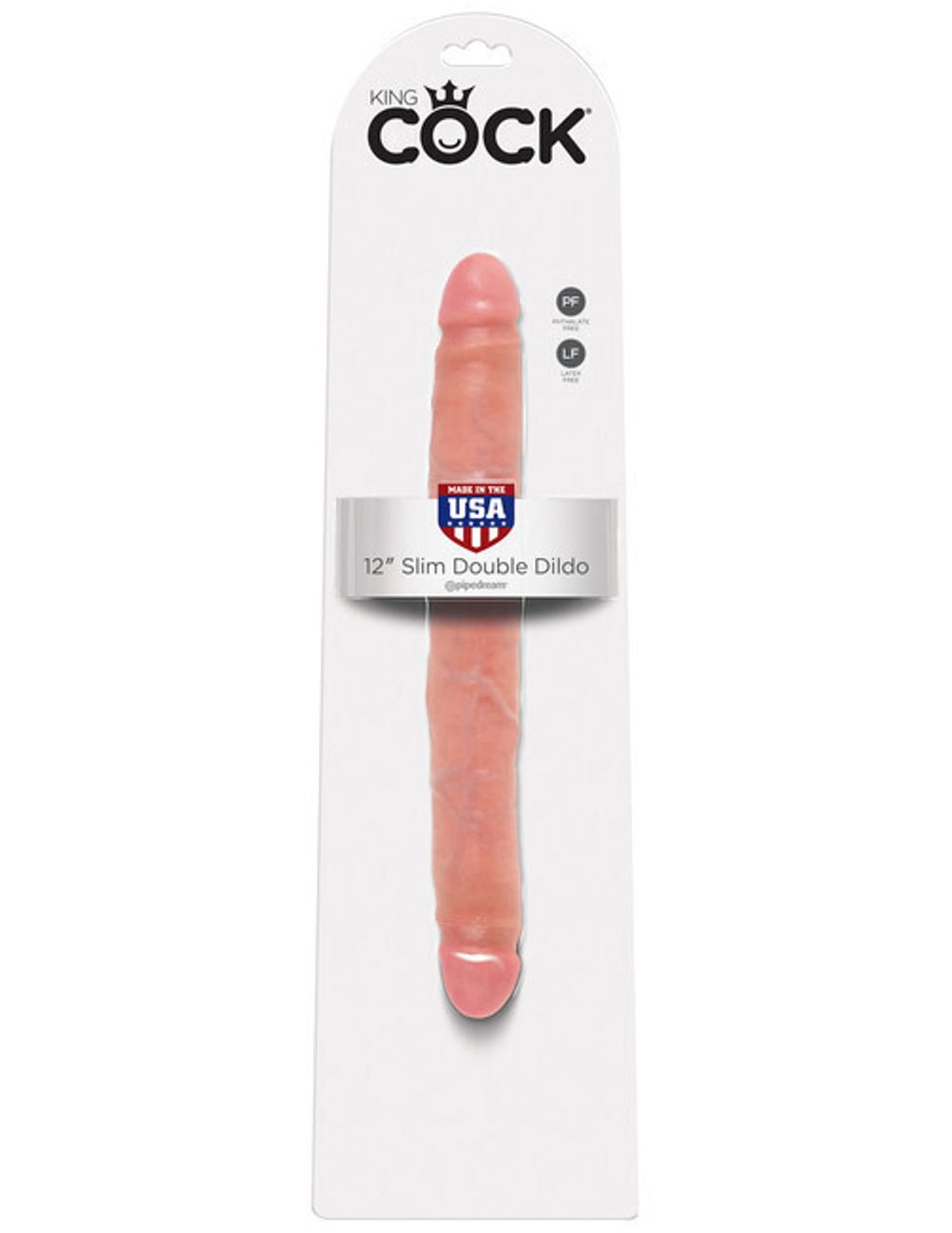 Средний двусторонний фаллос 12" Slim Double Dildo , телесный (Цвет: телесный)