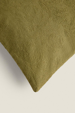 ZARA HOME ЖАККАРДОВЫЙ ЧЕХОЛ ДЛЯ ДЕКОРАТИВНОЙ ПОДУШКИ С ВЫШИВКОЙ, ЗЕЛЕНЫЙ