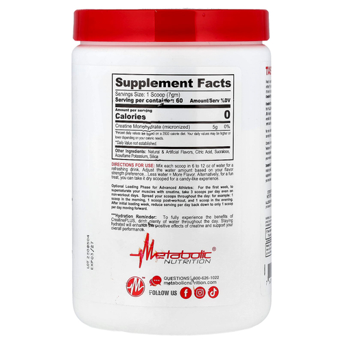Metabolic Nutrition, Micronized Creatine Plus™, со вкусом винограда, 420 г