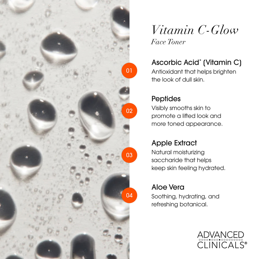 Advanced Clinicals, C-Glow Toner, тоник с витамином C и пептидами, 237 мл (8 жидк. унций)