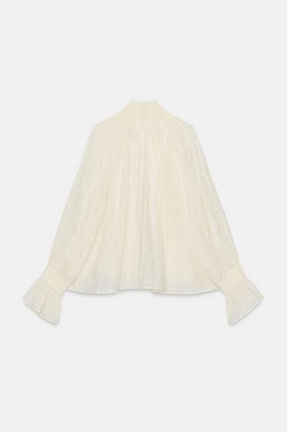 ZARA БЛУЗА ИЗ СМЕСОВОГО ЛИОЦЕЛЛА СО СБОРКАМИ — ZW COLLECTION, ЭКРЮ