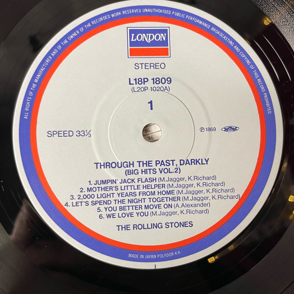 Винтажная виниловая пластинка LP The Rolling Stones Through The Past, Darkly (Big Hits Vol. 2) (Japan 1988) (Obi)