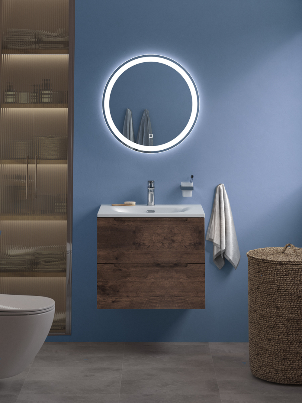 Тумба подвесная с раковиной BelBagno ETNA39-500/390-2C-SO-RW-P+BB-8099-3-50