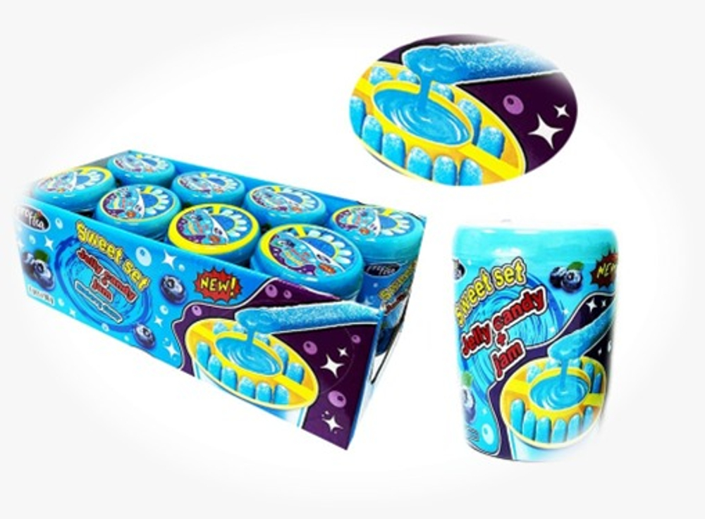 Жидкая карамель-гель + мармелад "Sweet set jelly candy + jam blueberry"" 60г (8шт)
