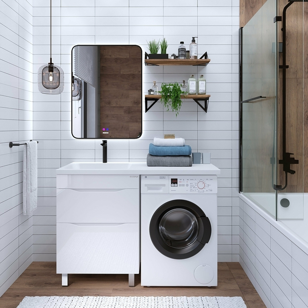 Раковина Grossman Madera Камилла 120 L 1101003 с местом под стиральную машину Белая