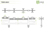 ErgoFount TBBS-800C Настольное крепление back-to-back для 8 мониторов диагональю до 24'' конфигурации 1х4 с зажимом к столу типа "С". Цвет - серебристый