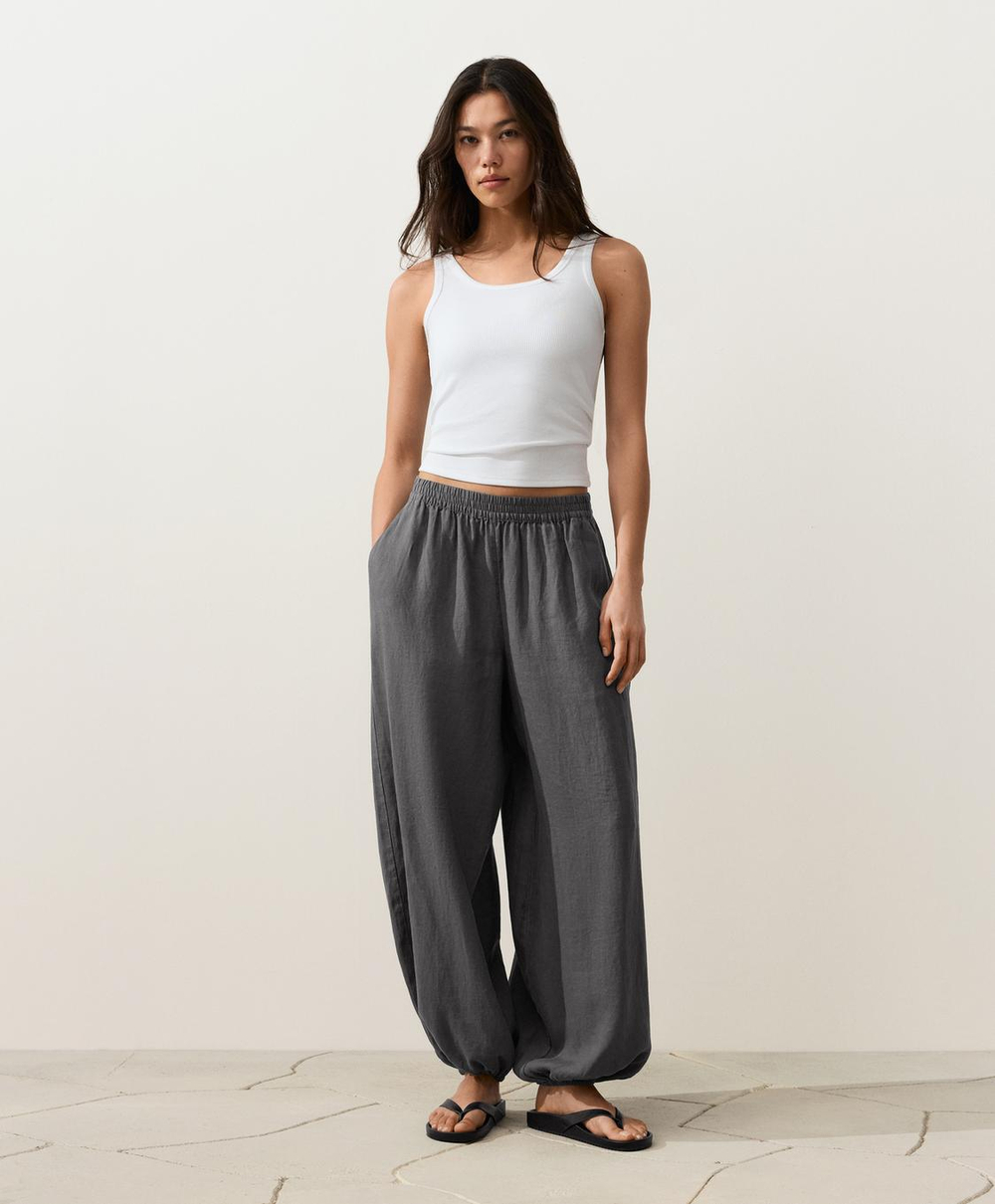 OYSHO Брюки-блумеры из 100% льна, стальной серый