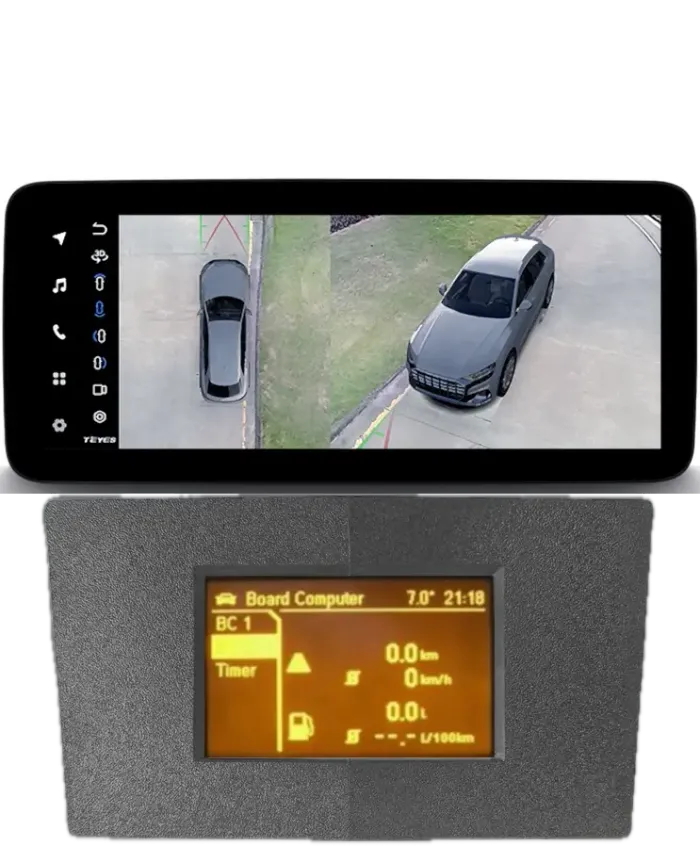 Магнитола для Opel Antara 2006-2015 (перенос БК вниз, серая) - Teyes LUX ONE 360 монитор 12.3" 2K QLED на Android 10, Быстрая, CarPlay, 4G SIM-слот, 4 камеры в комплекте