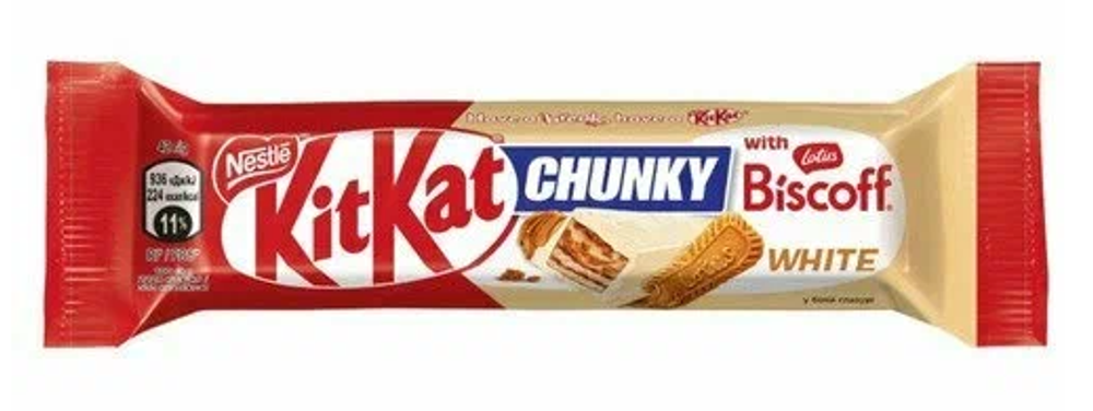Шоколадный батончик Кит Кат KitKat Nestle Chunky White Chocolate Bar белый шоколад с хрустящей вафлей 42г. (74руб./шт.) (24) (Европа) ООО ГЛОБАЛ