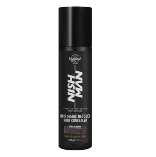 Nishman Hair Magic Retouch Root Concealer "Dark Brown" - Спрей для маскировки седины ТЕМНО-КОРИЧНЕВЫЙ 100 мл