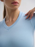 Топ в рубч. с вырезом 9046 Crop top Rib