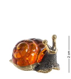 Народные промыслы AM-1351 Фигурка «Улитка с домиком» (латунь, янтарь)