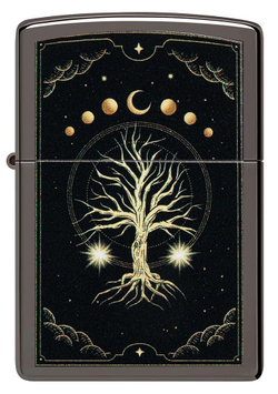 Зажигалка Zippo Mystic Nature Design с покрытием Black Ice®, латунь/сталь, черная, 38x13x57 мм