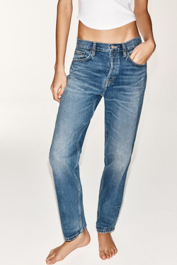 ZARA ДЖИНСЫ TRF STRAIGHT СО СРЕДНЕЙ ПОСАДКОЙ, СИНИЙ