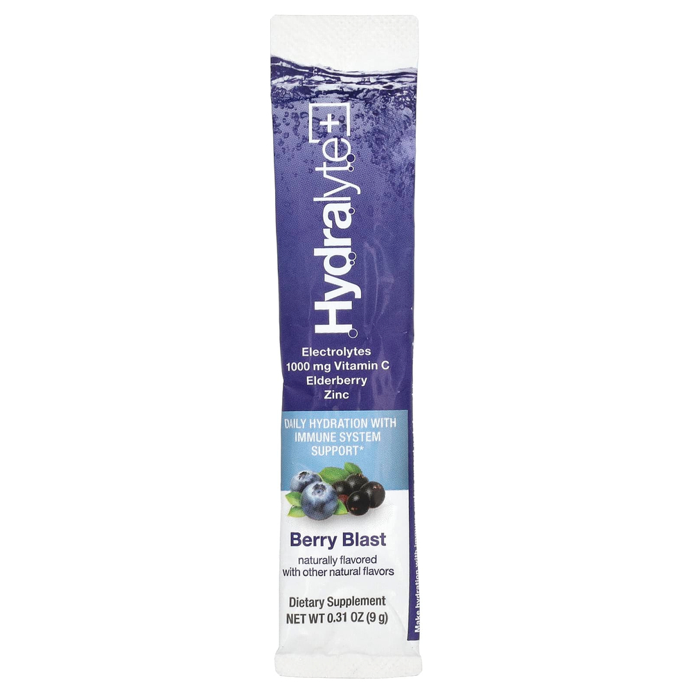Hydralyte, Hydralyte Plus +, порошок с шипучим электролитом, ягодный вкус, 20 пакетиков по 9 г (0,31 унции)
