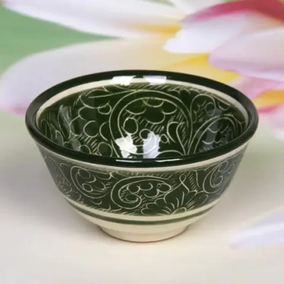Пиала большая 11*4,5см зеленая Риштанская Керамика